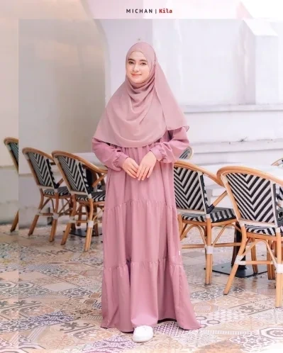 Michan - Gamis Dewasa - Kila Basic Rosepeach - Michan.co.id