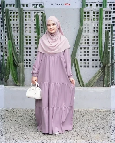 Michan - Gamis Dewasa - Kila Basic Blush Lilac - Michan.co.id