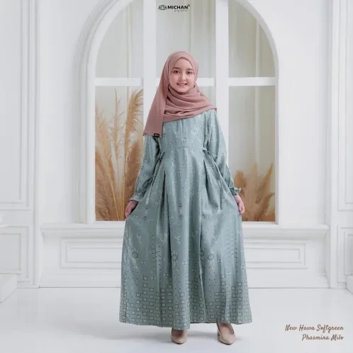 Michan - Gamis Kidz Michan - KID NEW Hawa Softgreen - Michan.co.id