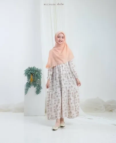 Michan - Gamis Kidz Michan - Kid KILA DRESS RAYON Softpeach - Michan.co.id