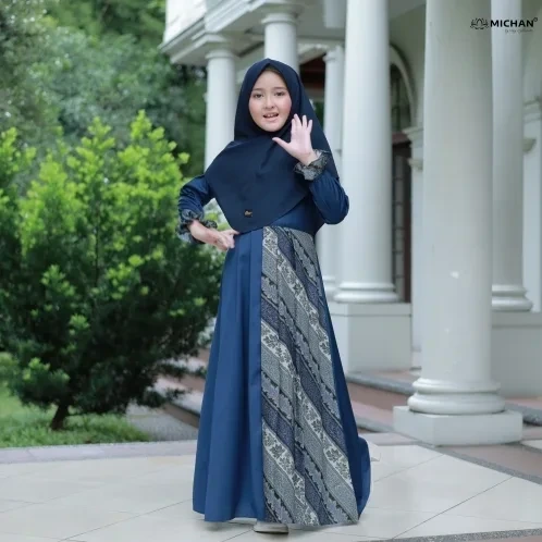 Michan - Gamis Kidz Michan - KID NEW Hilya Navy - Michan.co.id
