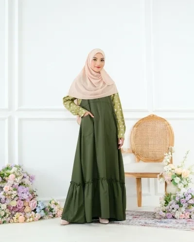 Michan - Gamis Dewasa - Karin Dress Army - Michan.co.id