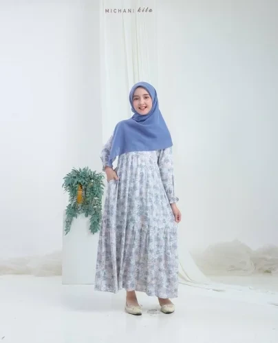 Michan - Gamis Kidz Michan - Kid KILA DRESS RAYON Softblue - Michan.co.id