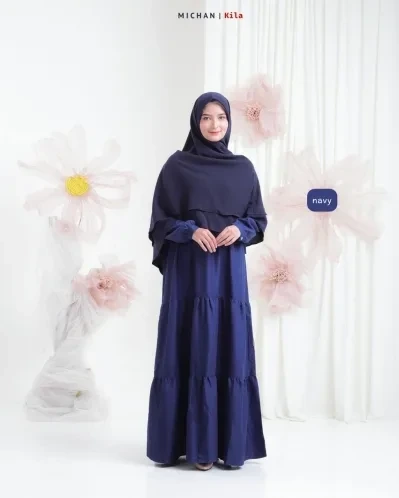 Michan - Gamis Dewasa - Kila Basic Navy - Michan.co.id