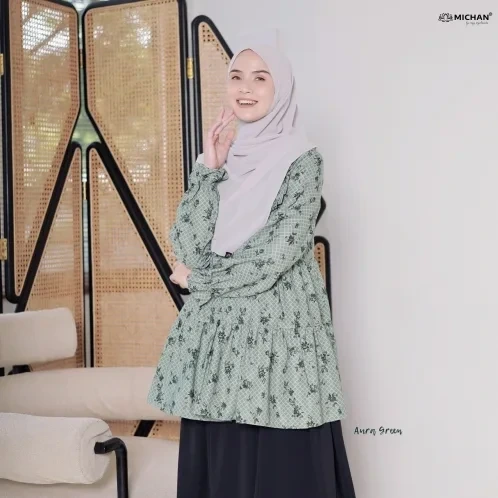 Michan - Atasan / Top - Tunik Aura Green - Michan.co.id