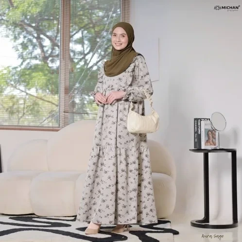 Michan - Gamis Dewasa - MOM Aura Sage - Michan.co.id