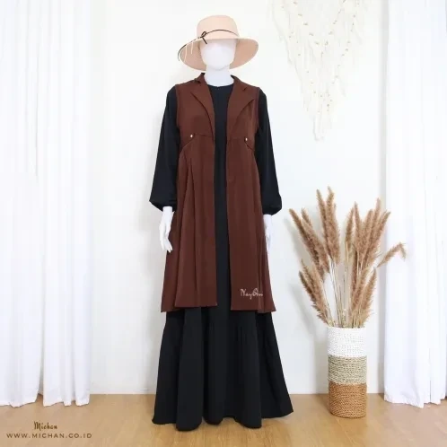 Michan - Atasan / Top - Cardigan Oblong Brown - Michan.co.id