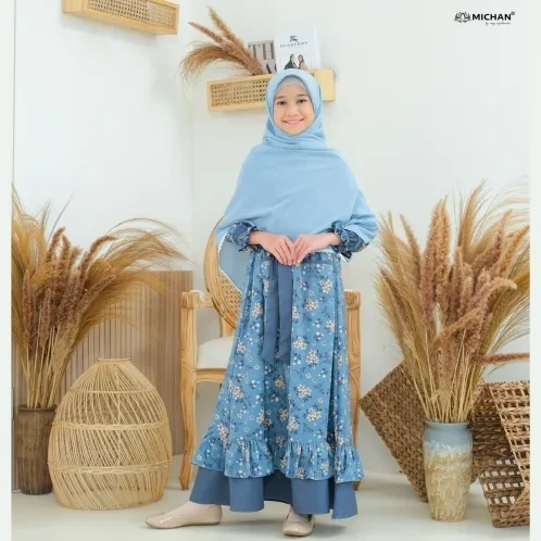 Michan - Gamis Kidz Michan - KID Kirana DENIMgrey - Michan.co.id