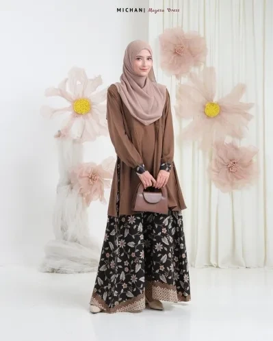 Michan - Gamis Dewasa - Mayesa Dress MOCCA - Michan.co.id