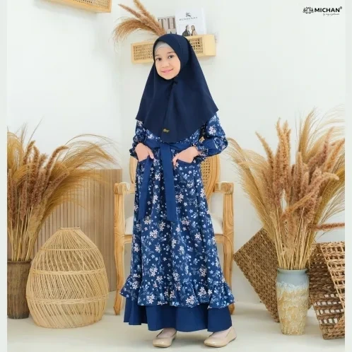 Michan - Gamis Kidz Michan - KID Kirana Navy - Michan.co.id
