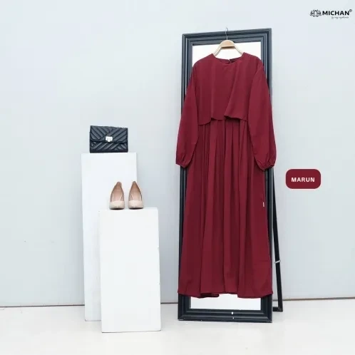 Michan - Gamis Dewasa - Keira Dress Marun - Michan.co.id