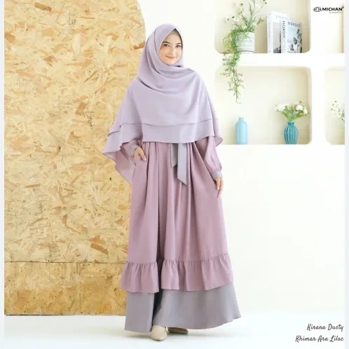 Michan - Gamis Dewasa - Kirana BASIC Dusty Pink - Michan.co.id