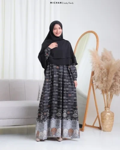 Michan - Gamis Dewasa - Lucky Dress Black - Michan.co.id