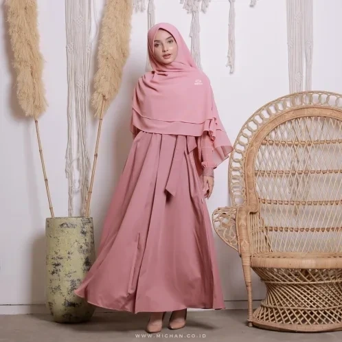 Michan - Gamis Dewasa - Dhira Dress Oldrose (SQUARE) - Michan.co.id
