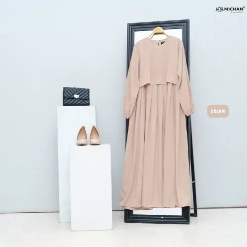 Michan - Gamis Dewasa - Keira Dress Cream - Michan.co.id