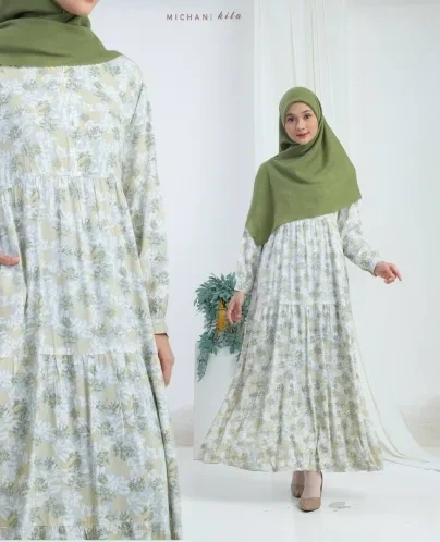 Michan - Gamis Dewasa - Mom KILA DRESS RAYON Softgreen - Michan.co.id
