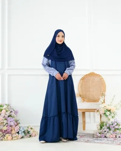 Michan - Gamis Dewasa - Karin Dress Navy - Michan.co.id
