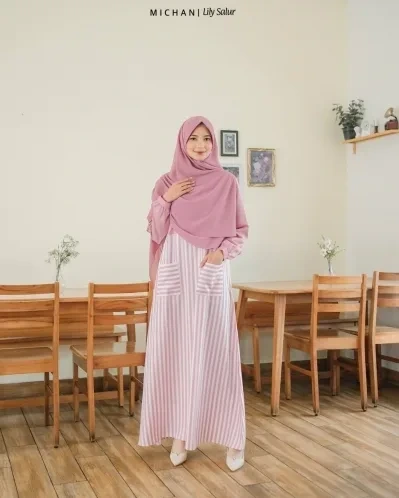 Michan - Gamis Dewasa - Lily SALUR Pinkblush - Michan.co.id