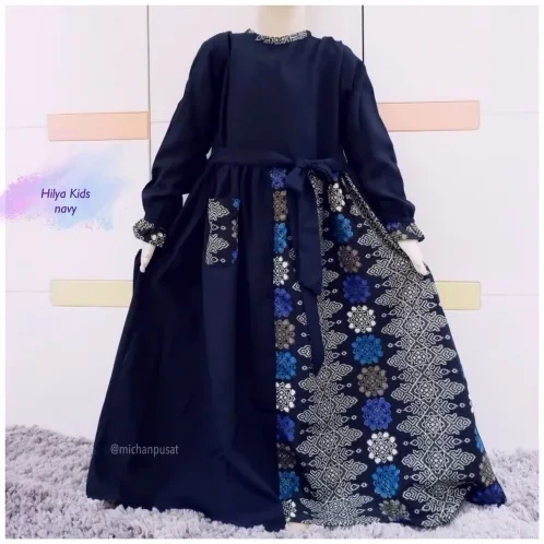 Michan - Gamis Kidz Michan - Hilya Kid Toraja Navy - Michan.co.id