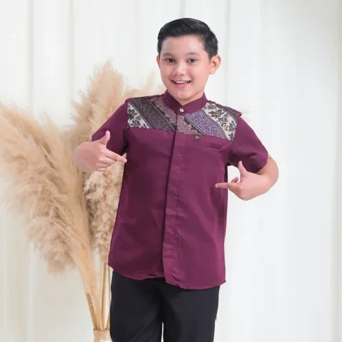 Michan - Koko Kidz - SON Hilya Kemko Burgundy - Michan.co.id