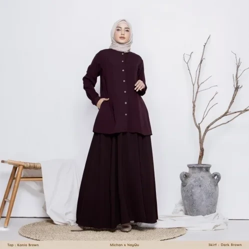 Michan - Atasan / Top - KANIA Tunik Brown - Michan.co.id