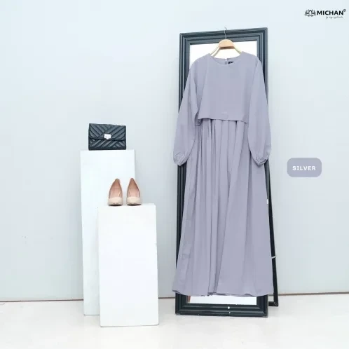 Michan - Gamis Dewasa - Keira Dress Silver - Michan.co.id