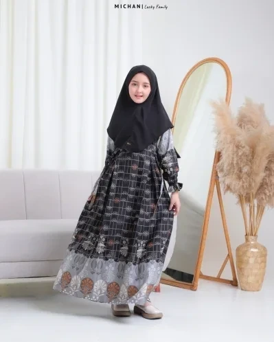 Michan - Gamis Kidz Michan - KID Lucky Dress Black - Michan.co.id