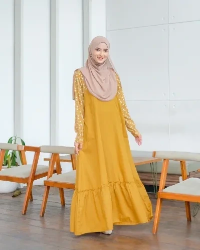 Michan - Gamis Dewasa - Karin Dress Mustard - Michan.co.id