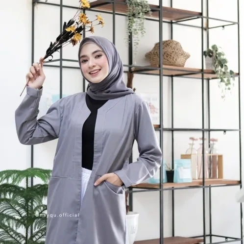 Michan - Atasan / Top - Outer Sofia Nayqu Grey - Michan.co.id
