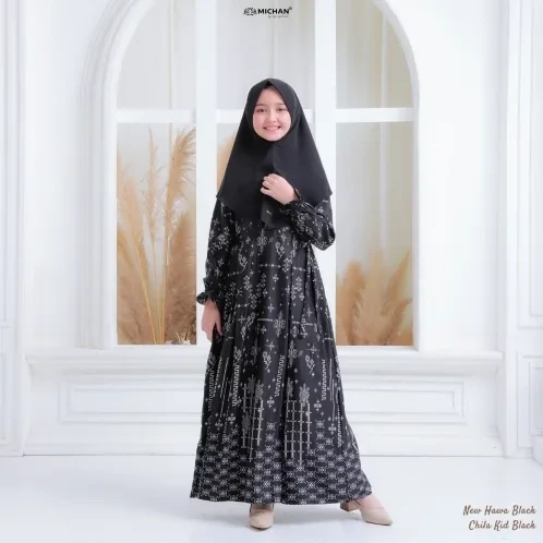 Michan - Gamis Kidz Michan - KID NEW Hawa Black - Michan.co.id