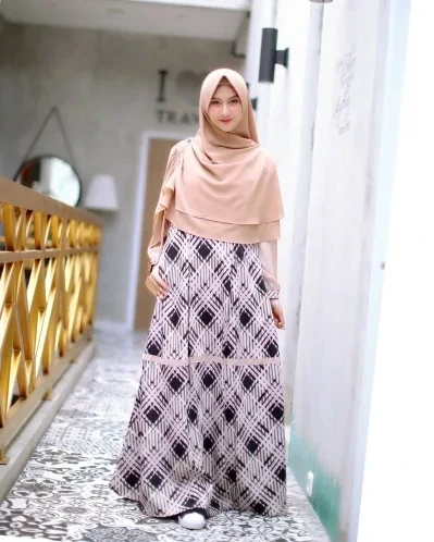 Michan - Gamis Dewasa - Kanaya Dress Beige-Lillac - Michan.co.id