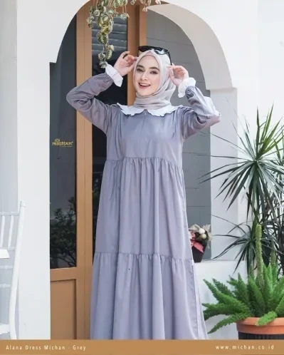 Michan - Gamis Dewasa - Alana Michan Grey - Michan.co.id