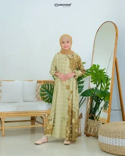 Michan - Gamis Kidz Michan - KID Hawa Etnik Khaky - Michan.co.id