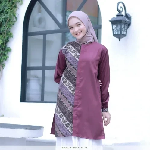 Michan - Atasan / Top - Tunik ALEA Burgundy - Michan.co.id