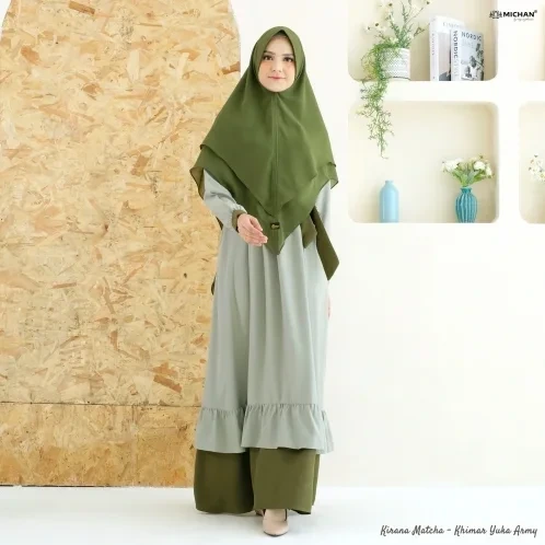 Michan - Gamis Dewasa - Kirana BASIC Matcha - Michan.co.id