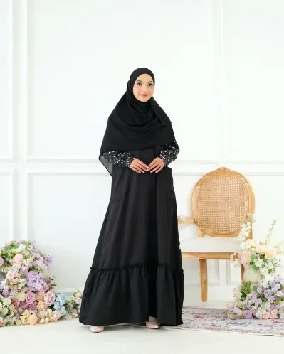Michan - Gamis Dewasa - Karin Dress Black - Michan.co.id