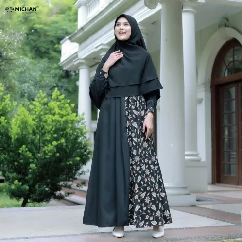 Michan - Gamis Dewasa - MOM NEW Hilya BLACK - Michan.co.id