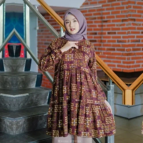 Michan - Atasan / Top - NAYQU Safwah Batik Brown - Michan.co.id