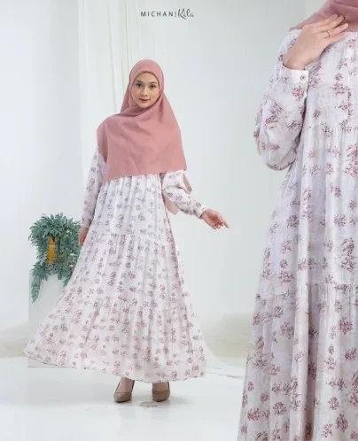 Michan - Gamis Dewasa - Mom KILA DRESS RAYON Softpink - Michan.co.id