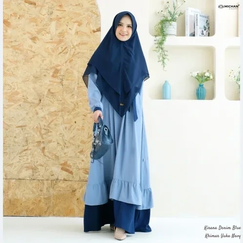 Michan - Gamis Dewasa - Kirana BASIC Denim - Michan.co.id