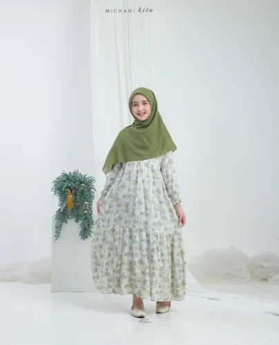Michan - Gamis Kidz Michan - Kid KILA DRESS RAYON Softgreen - Michan.co.id