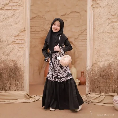 Michan - Gamis Kidz Michan - KID Kimi Black - Michan.co.id