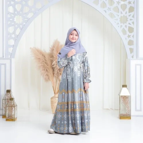 Michan - Gamis Kidz Michan - KID Hawa Raya Softgreen - Michan.co.id