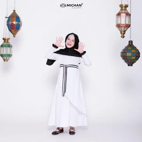 Michan - Gamis Kidz Michan - KID Fuku White - Michan.co.id
