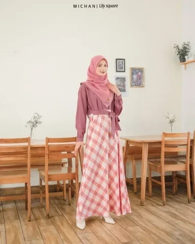 Michan - Gamis Dewasa - Lily Square OLDROSE - Michan.co.id