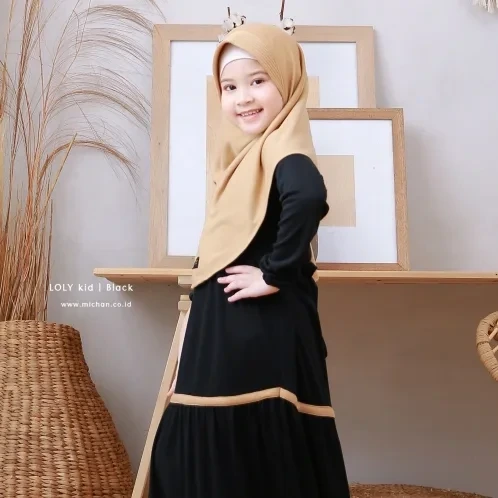 Michan - Gamis Kidz Michan - Loly KID Black - Michan.co.id