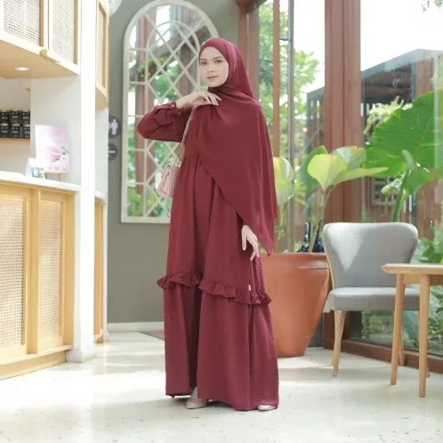 Michan - Gamis Dewasa - Uragiri Dress Marun - Michan.co.id