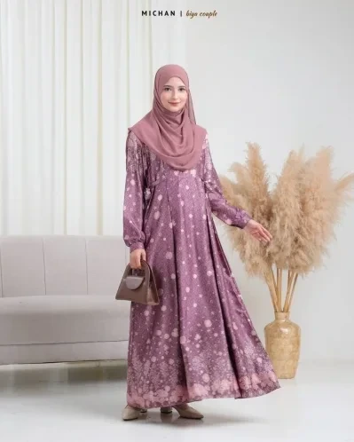 Michan - Gamis Dewasa - Biya Couple Dress Grape - Michan.co.id