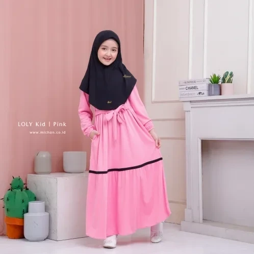 Michan - Gamis Kidz Michan - Loly KID Pink - Michan.co.id