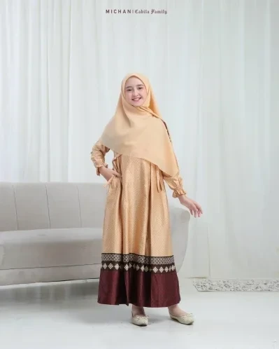 Michan - Gamis Kidz Michan - KID Cabila Golden Creamy - Michan.co.id